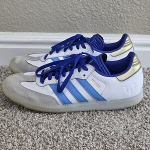 Adidas × Messi Edition Samba White and Blue Sneakers Size Mens 7.5